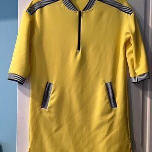 Yellow Mini dress or tunic with Striped Accents